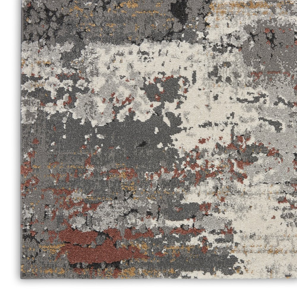 5' X 7' Yellow And Gray Abstract Area Rug