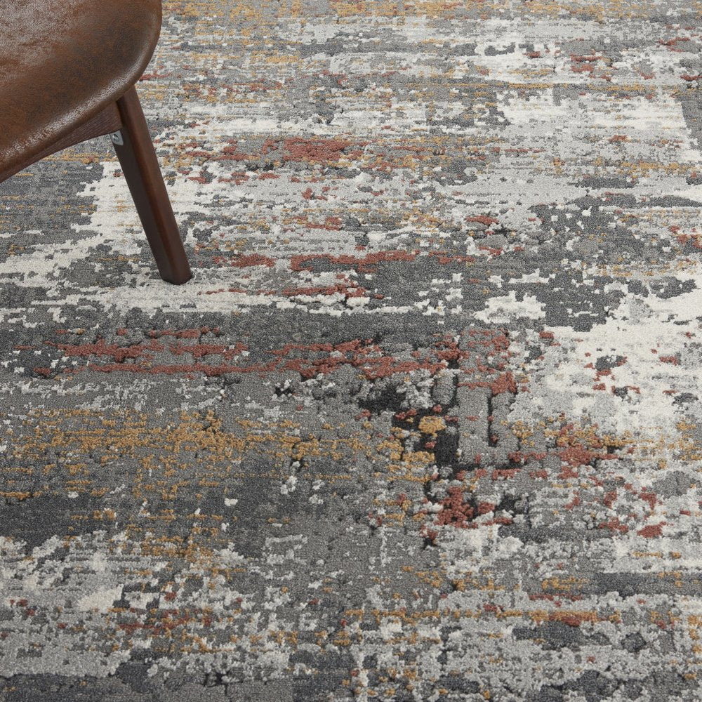 5' X 7' Yellow And Gray Abstract Area Rug