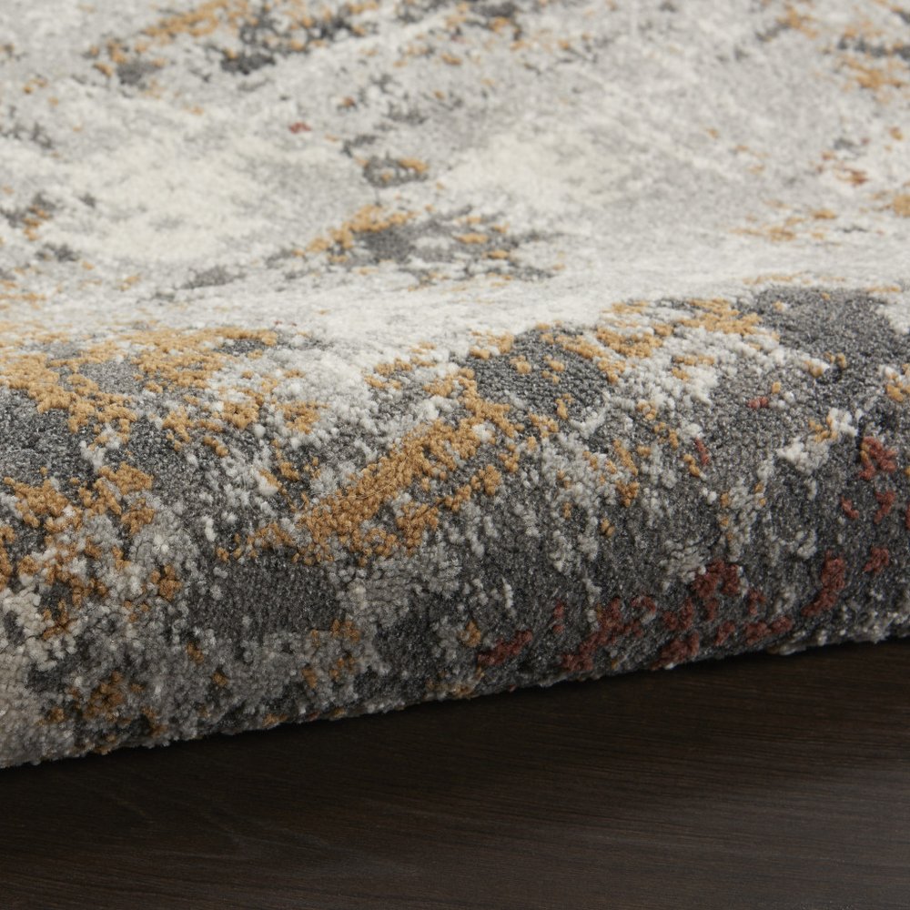 5' X 7' Yellow And Gray Abstract Area Rug