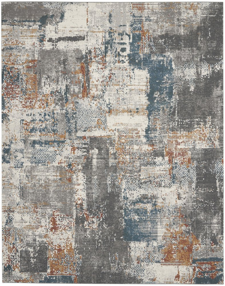 5' X 7' Gray And Ivory Abstract Distressed Area Rug