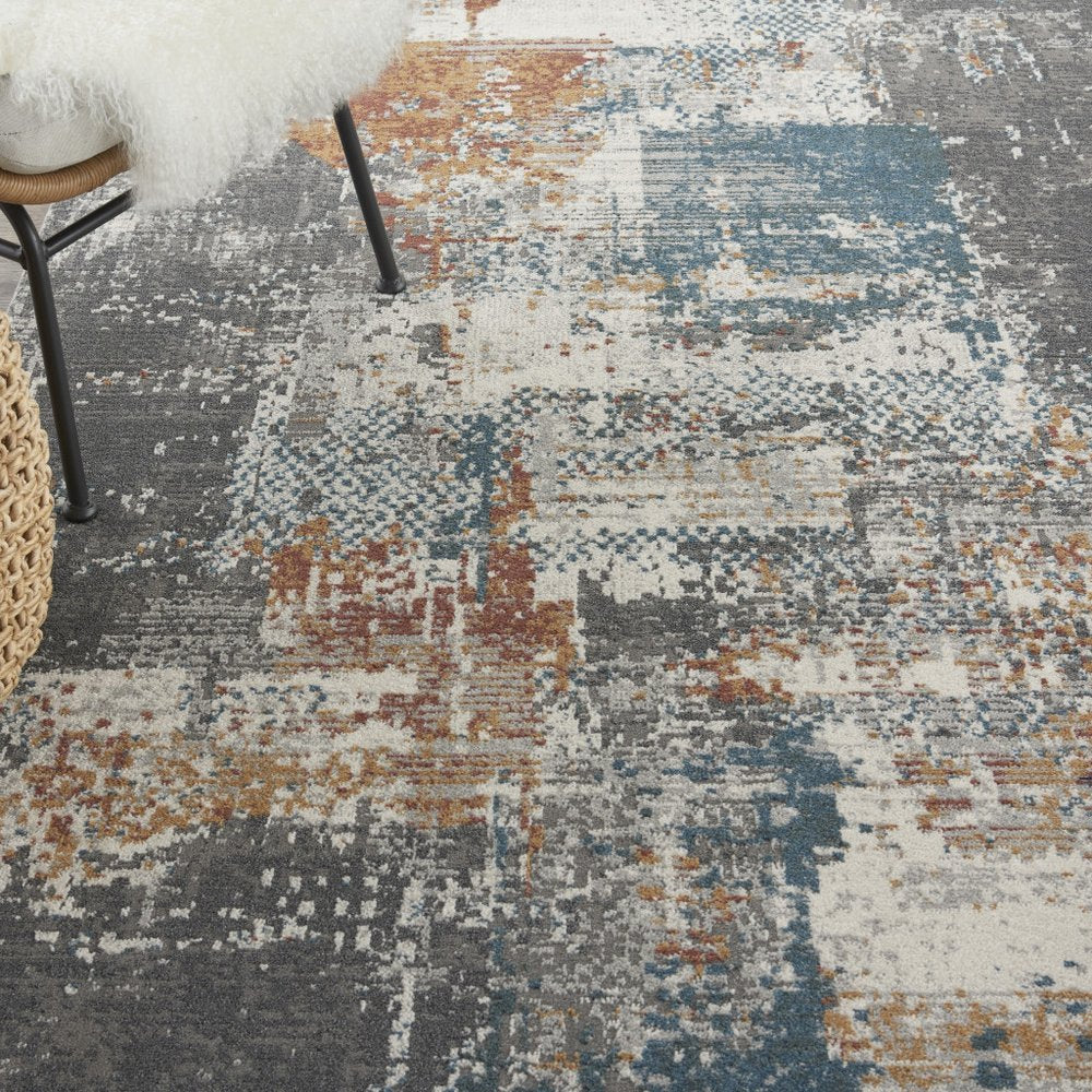 5' X 7' Gray And Ivory Abstract Distressed Area Rug