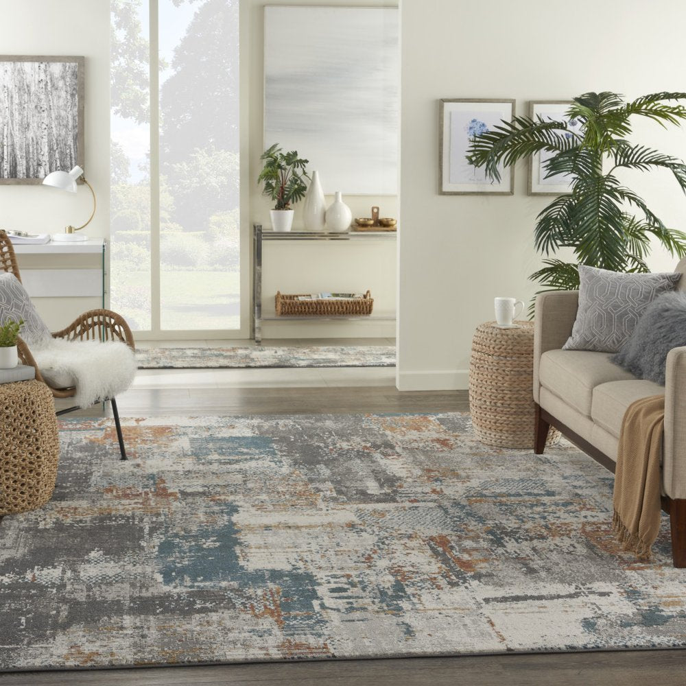 5' X 7' Gray And Ivory Abstract Distressed Area Rug