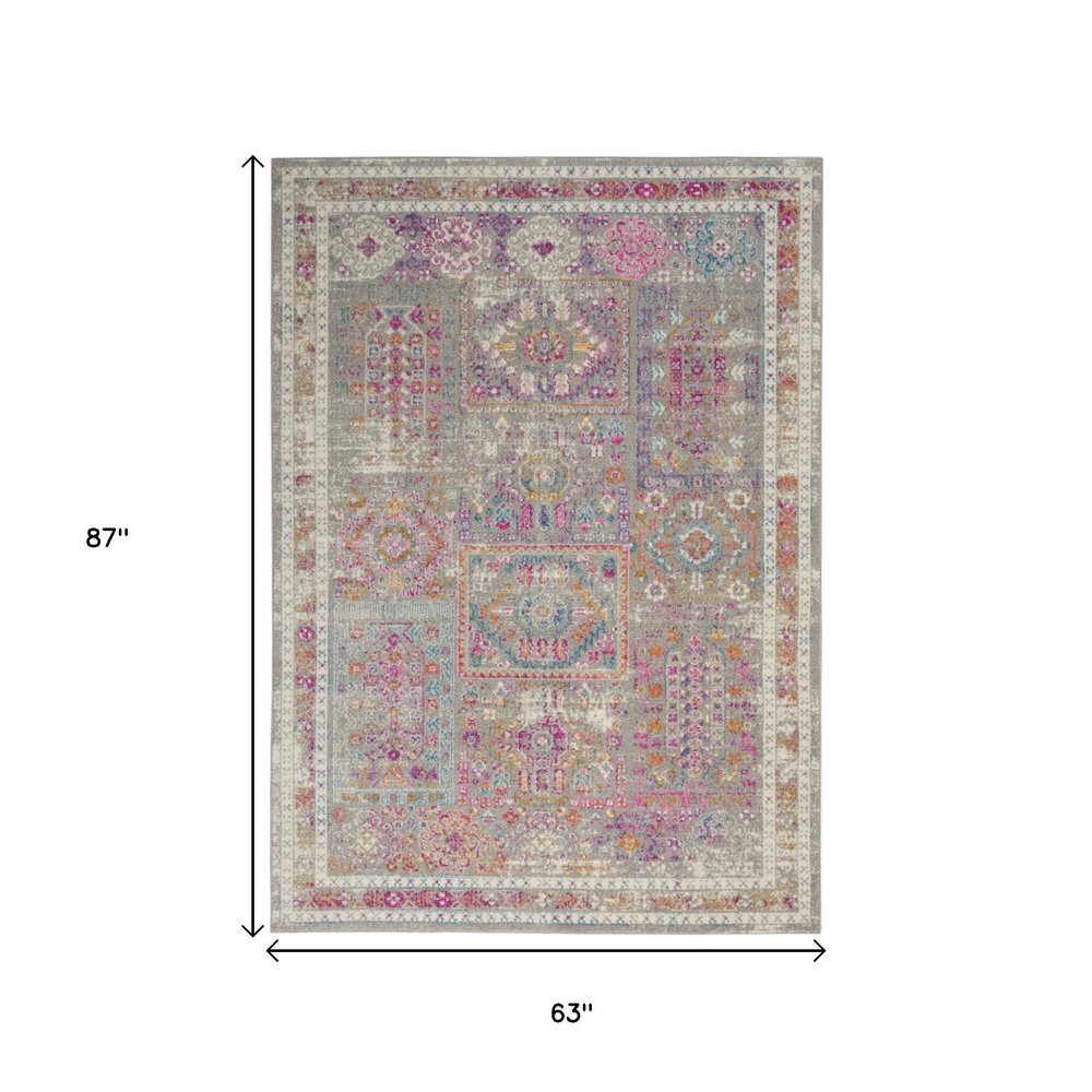 5' X 7' Gray And Ivory Abstract Distressed Area Rug