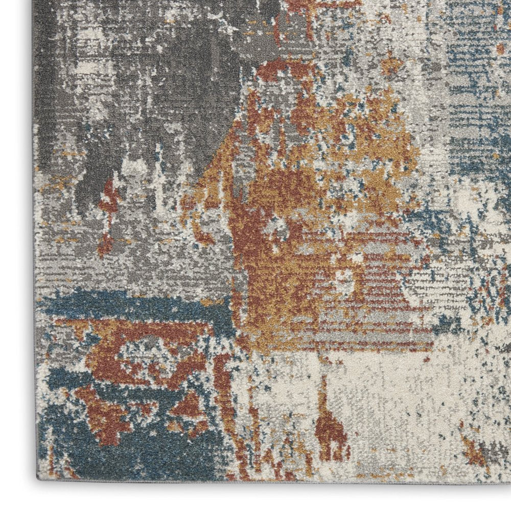 5' X 7' Gray And Ivory Abstract Distressed Area Rug