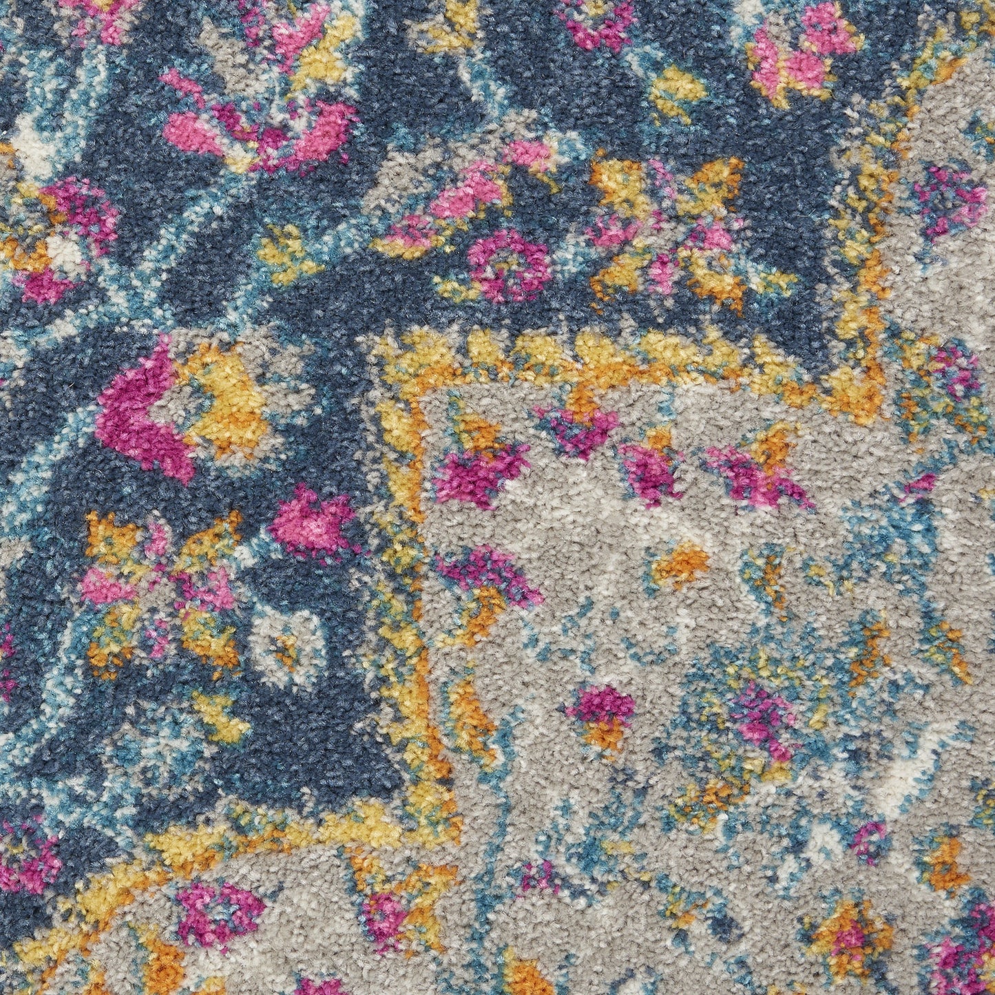 2' X 3' Blue And Ivory Medallion Distressed Area Rug