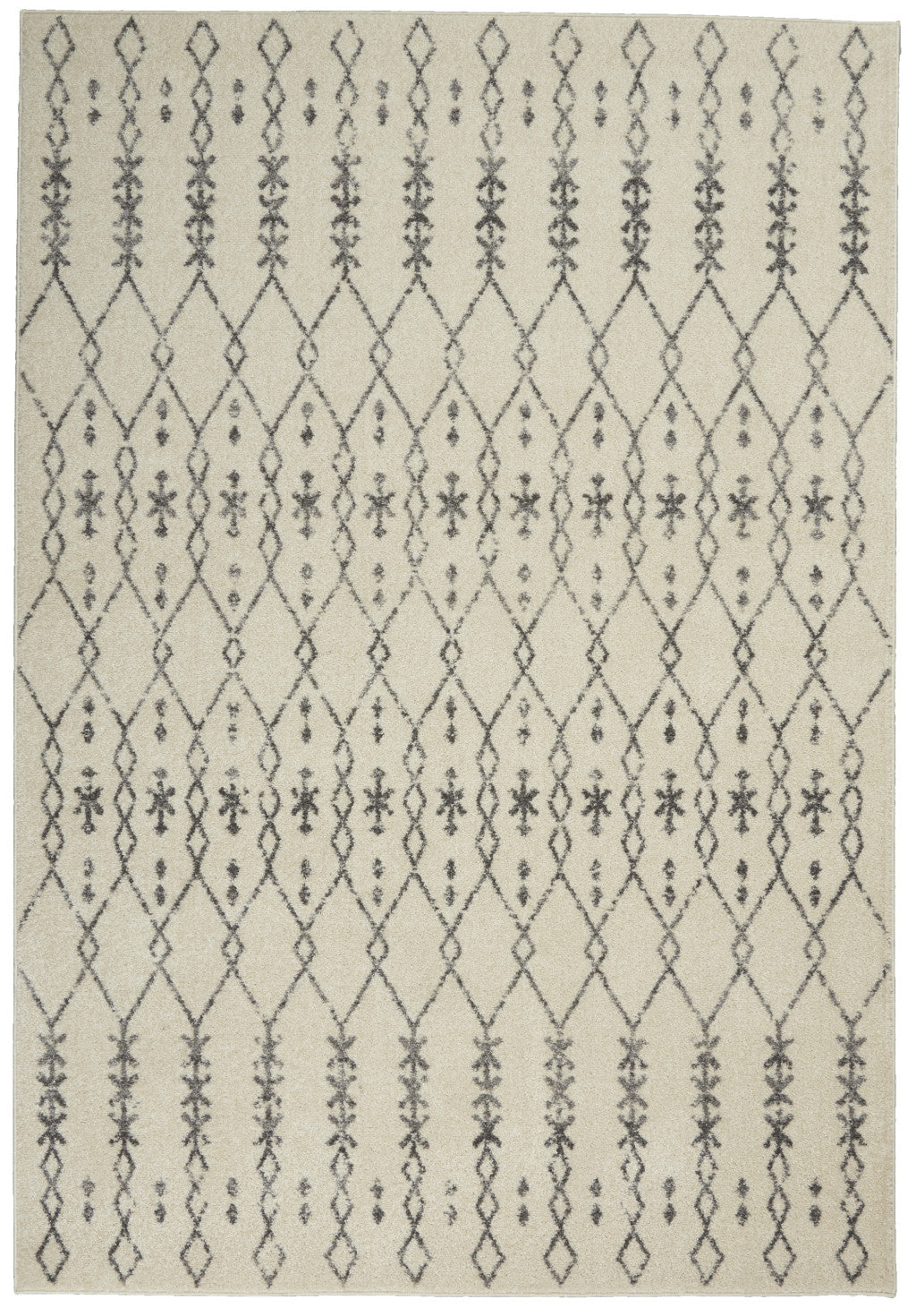 5' X 7' Gray And Ivory Geometric Distressed Area Rug