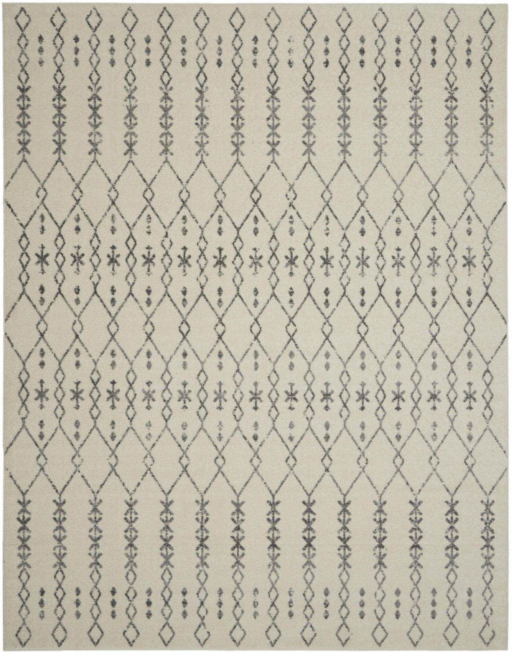 5' X 7' Gray And Ivory Geometric Distressed Area Rug