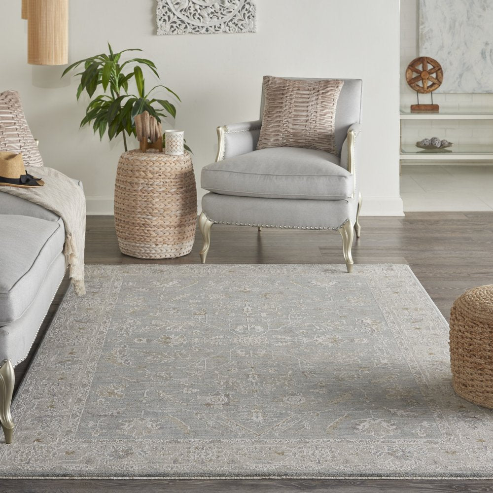 5' X 7' Blue And Orange Geometric Area Rug