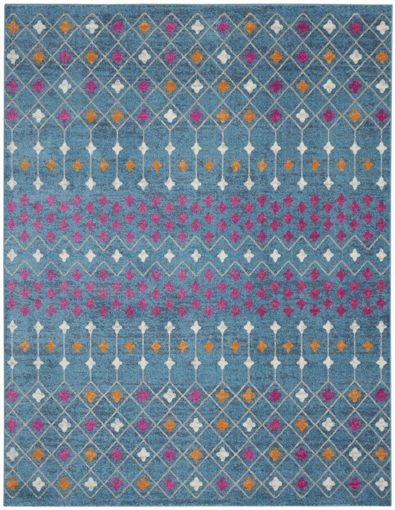 5' X 7' Blue And Orange Geometric Area Rug