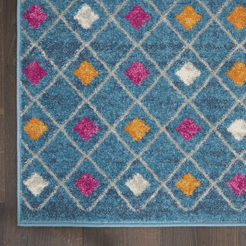5' X 7' Blue And Orange Geometric Area Rug