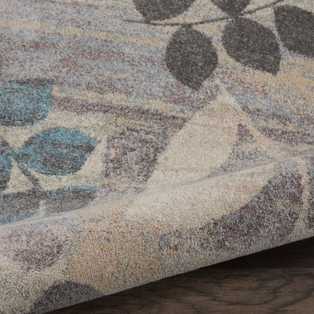 5' X 7' Gray Blue And Orange Tribal Area Rug