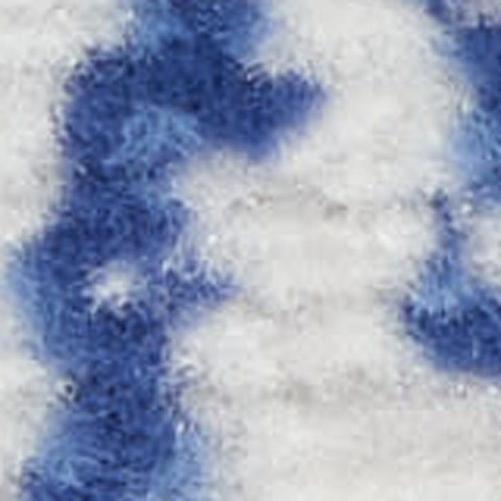 6' X 9' Blue And Ivory Damask Distressed Area Rug