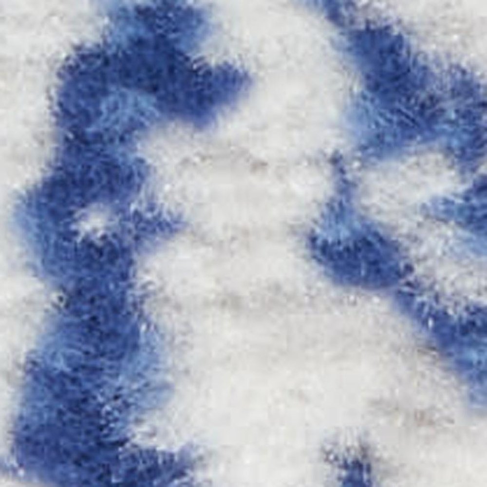 6' X 9' Blue And Ivory Damask Distressed Area Rug