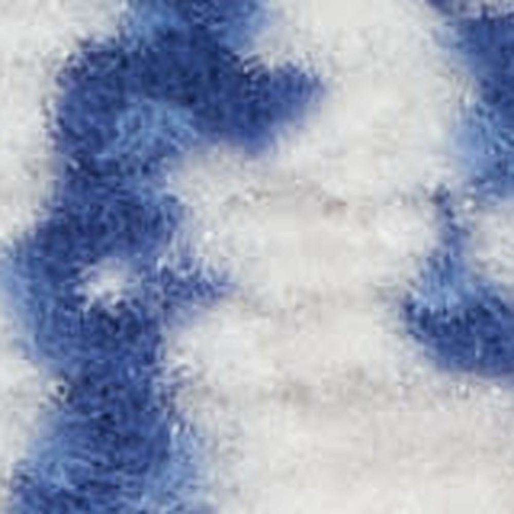 6' X 9' Blue And Ivory Damask Distressed Area Rug