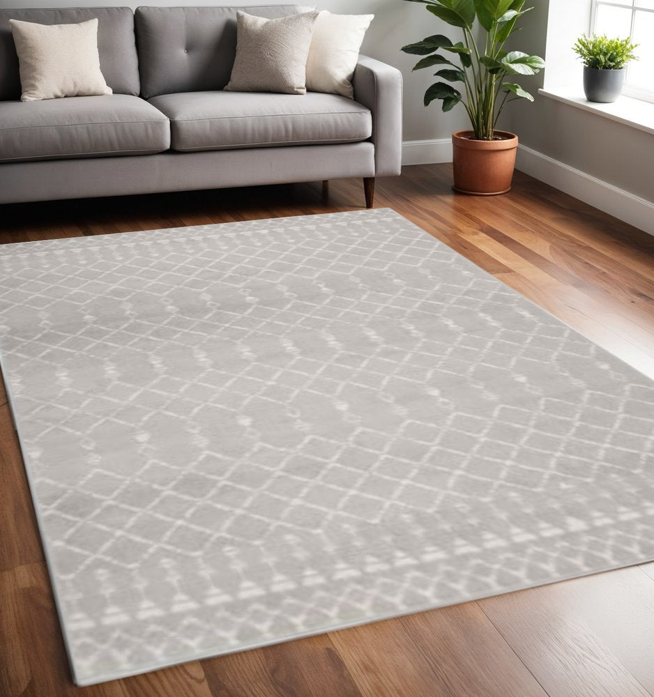 4' X 6' Ivory And Blue Geometric Area Rug