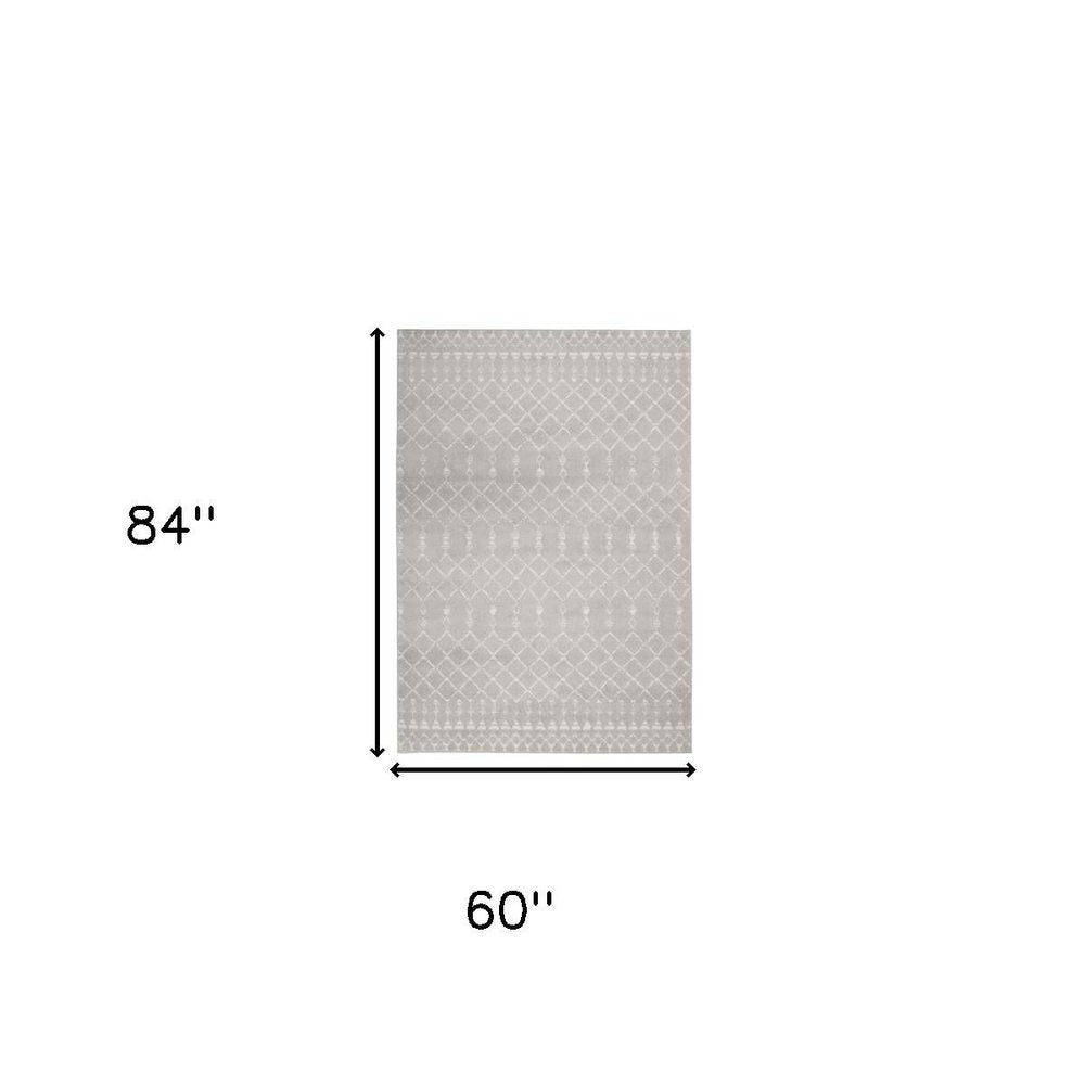 4' X 6' Ivory And Blue Geometric Area Rug