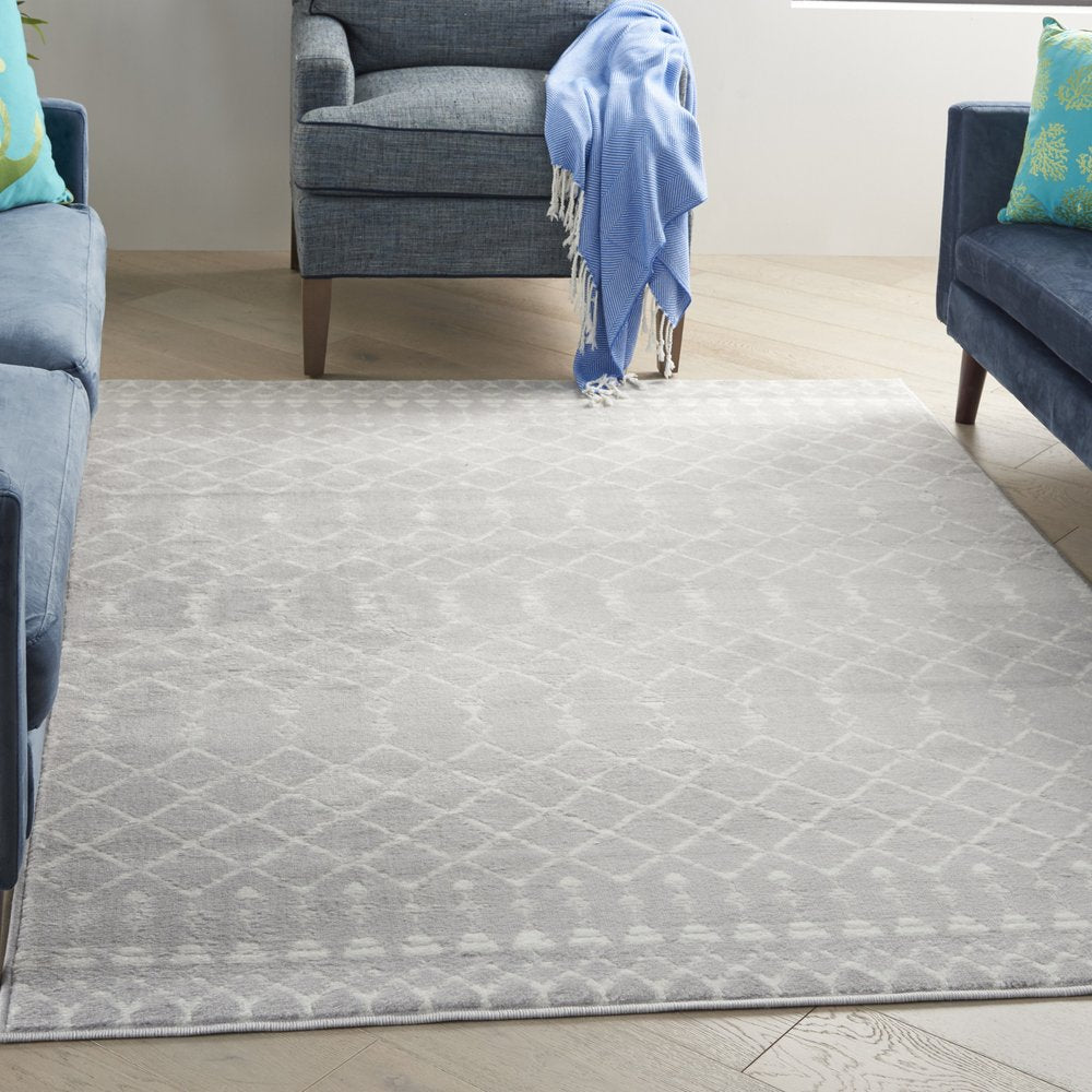 4' X 6' Ivory And Blue Geometric Area Rug