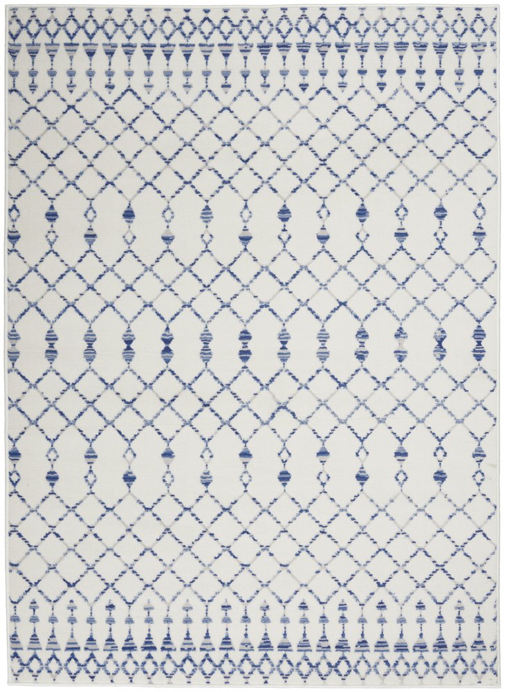 4' X 6' Ivory And Blue Geometric Area Rug