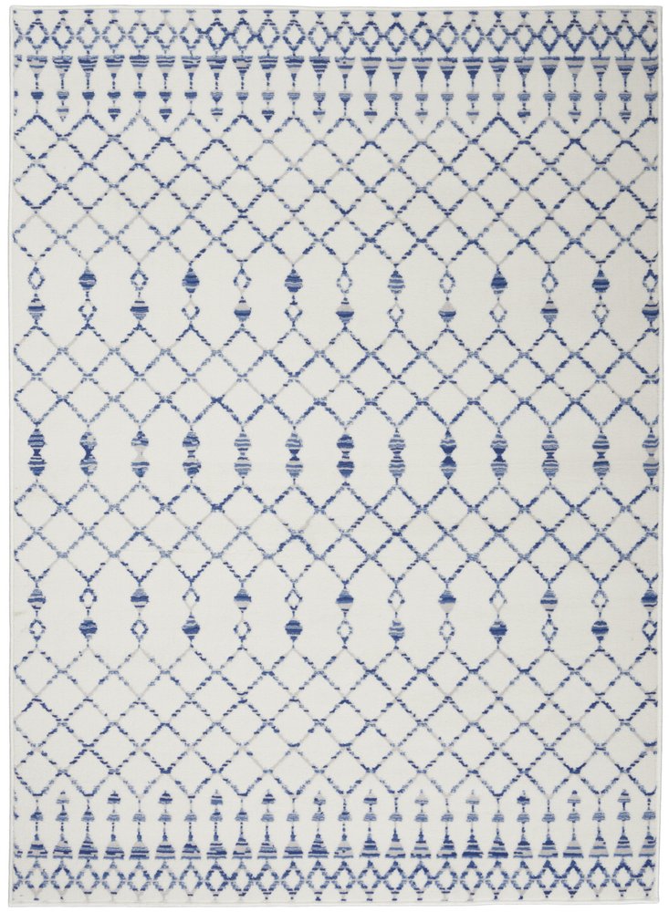 4' X 6' Ivory And Blue Geometric Area Rug