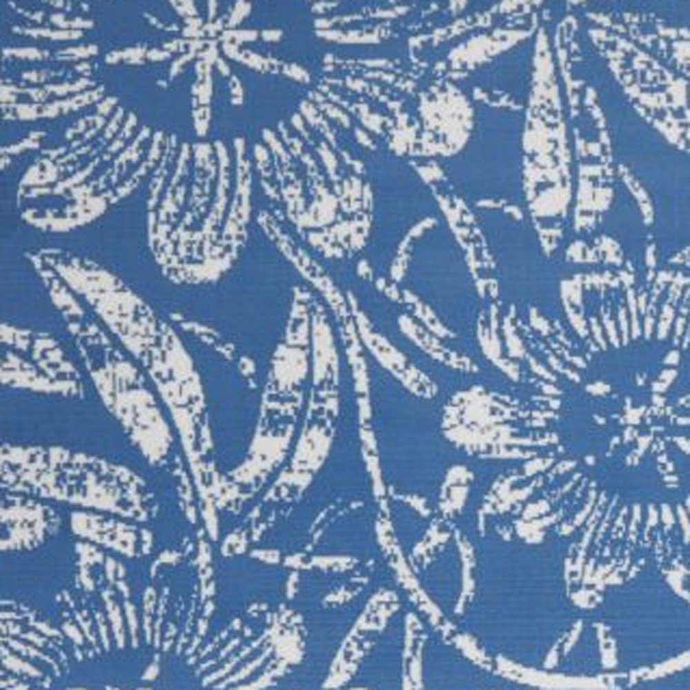 4' X 6' Blue And Ivory Floral Vines Distressed Area Rug