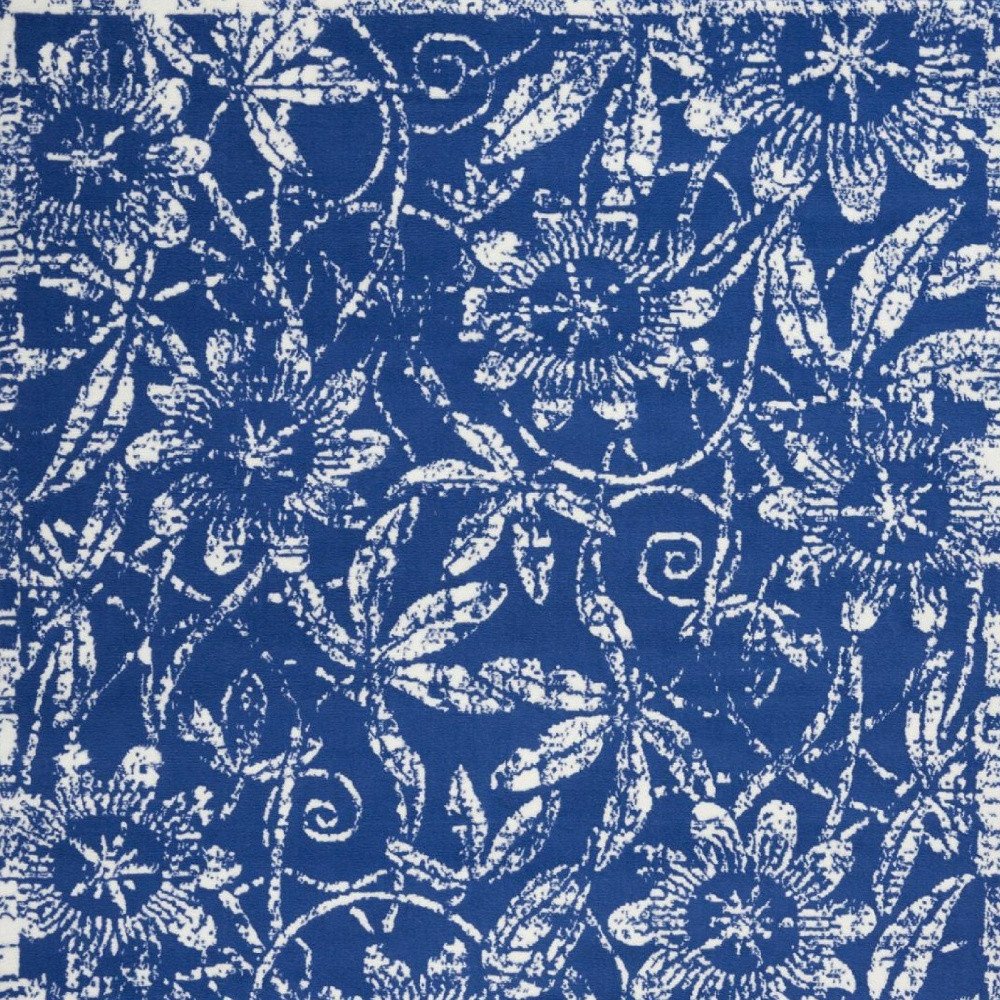 4' X 6' Navy Blue And Ivory Floral Distressed Area Rug