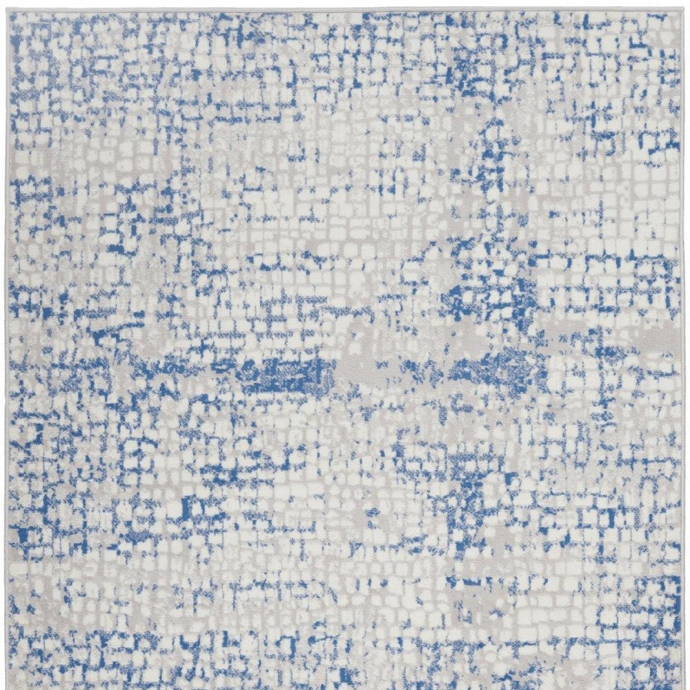 6' X 9' Blue And Gray Geometric Area Rug