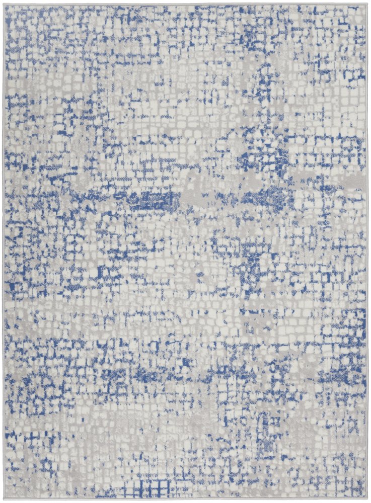 6' X 9' Blue And Gray Geometric Area Rug