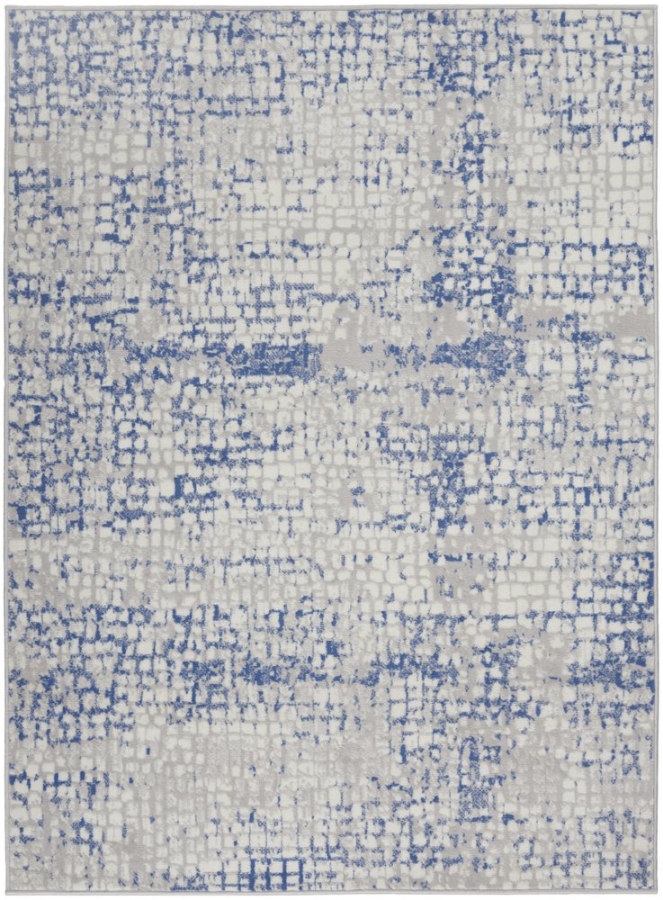 6' X 9' Blue And Gray Geometric Area Rug