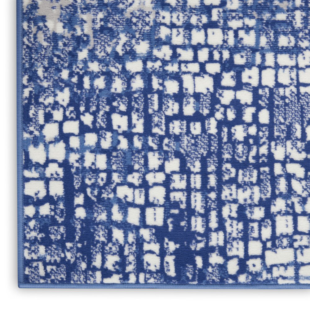 4' X 6' Ivory And Blue Geometric Area Rug