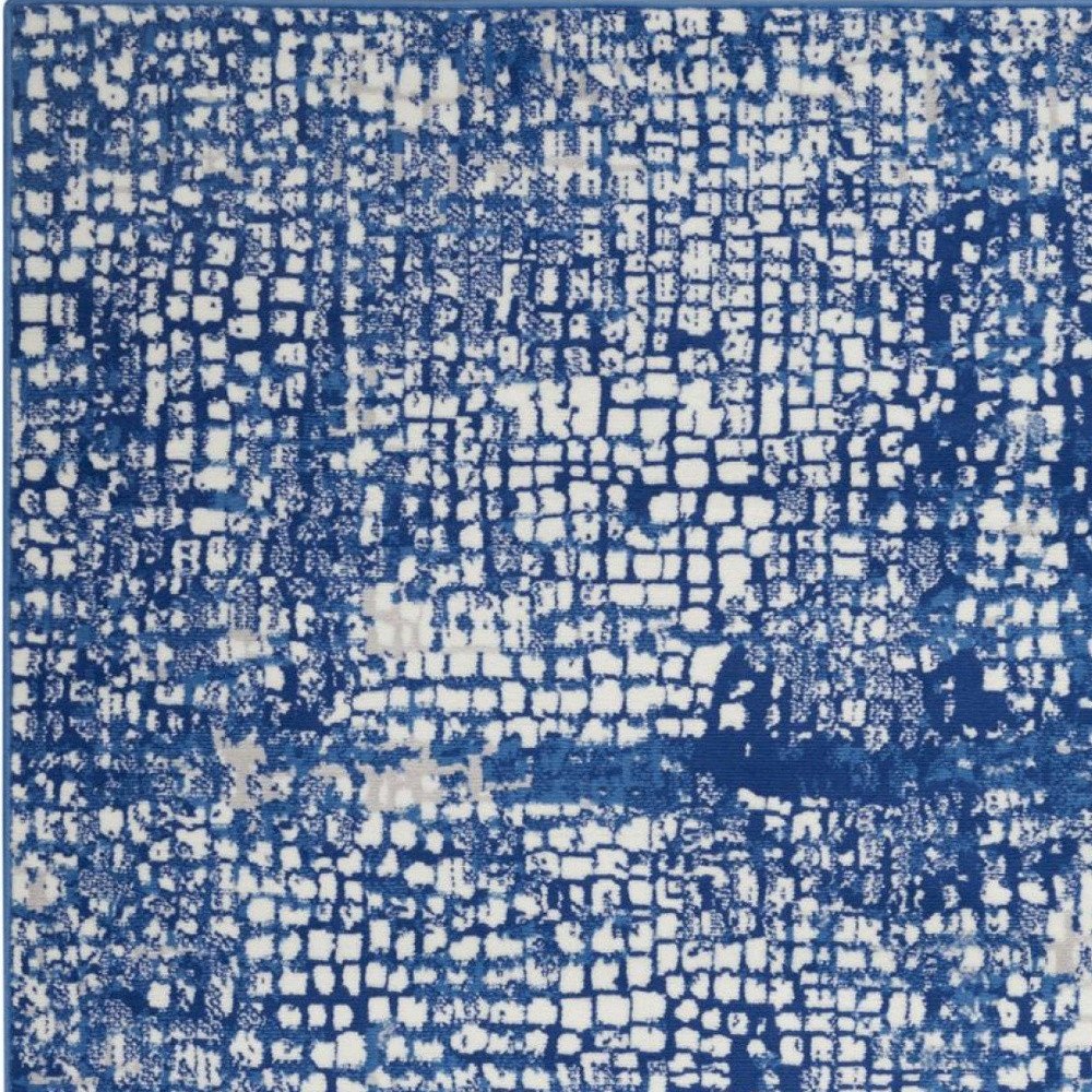 4' X 6' Ivory And Blue Geometric Area Rug