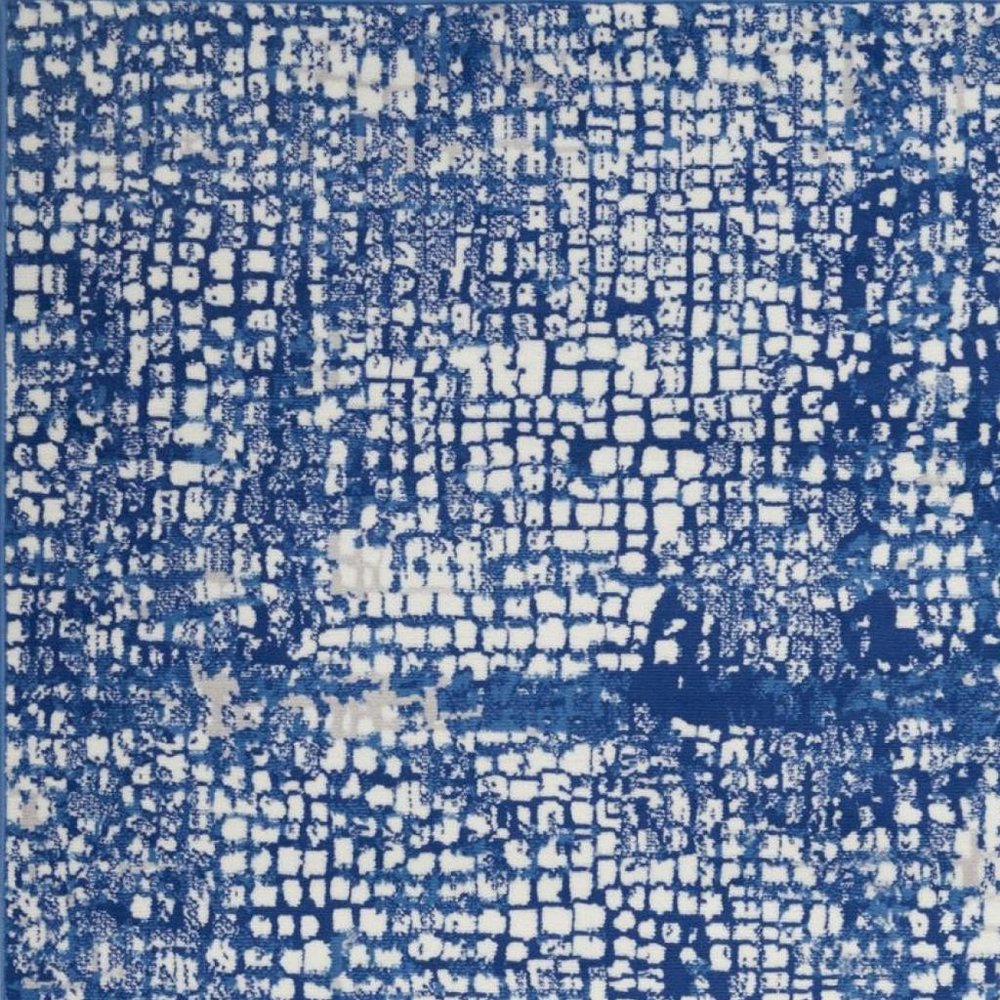 4' X 6' Ivory And Blue Geometric Area Rug