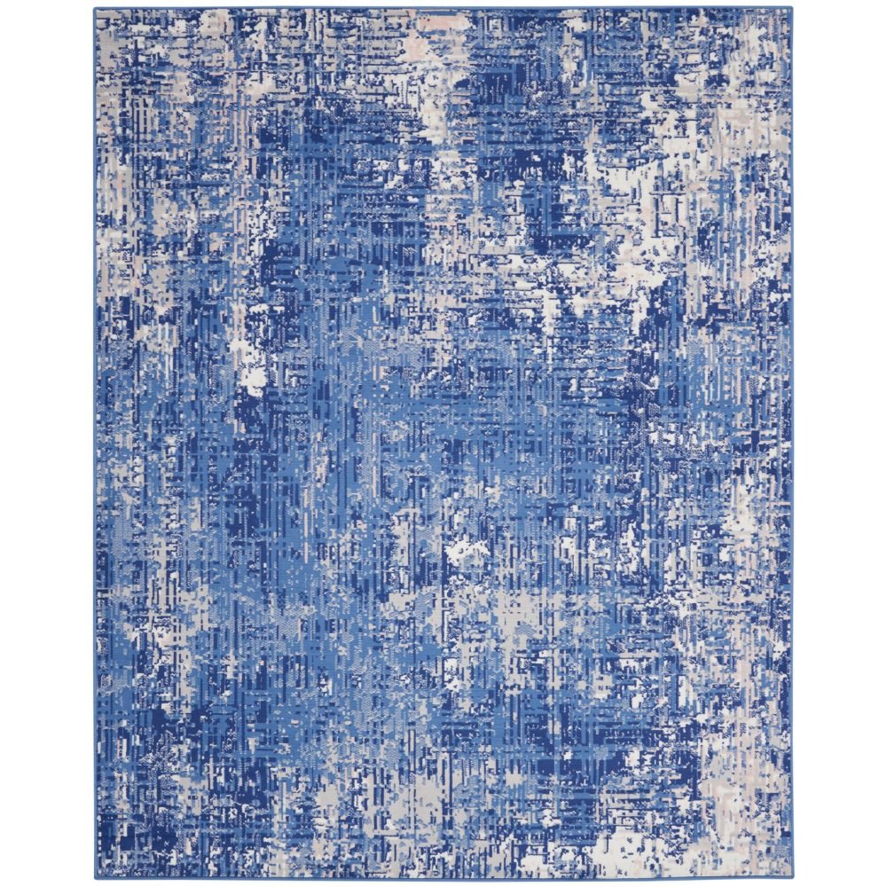 6' X 9' Blue And Ivory Abstract Distressed Area Rug
