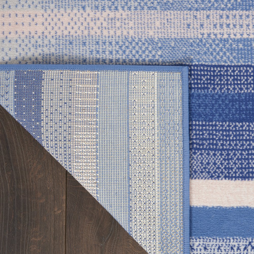 4' X 6' Blue And White Striped Distressed Area Rug