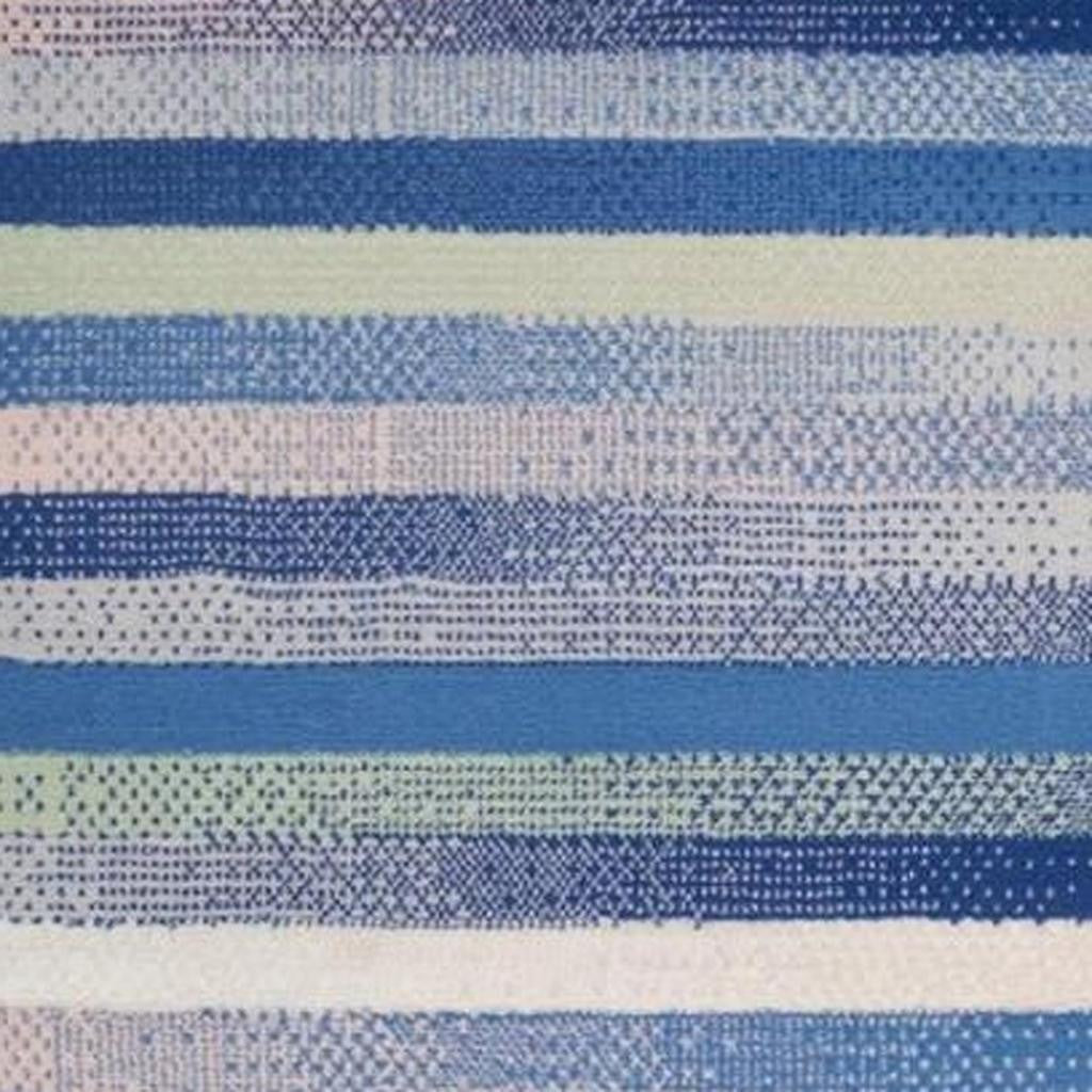 4' X 6' Blue And White Striped Distressed Area Rug