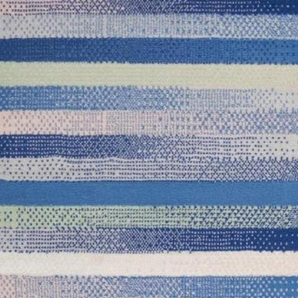 4' X 6' Blue And White Striped Distressed Area Rug