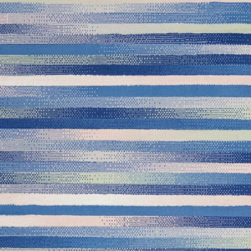 4' X 6' Blue And White Striped Distressed Area Rug