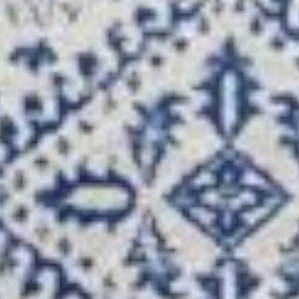 6' X 9' Ivory And Blue Geometric Distressed Area Rug