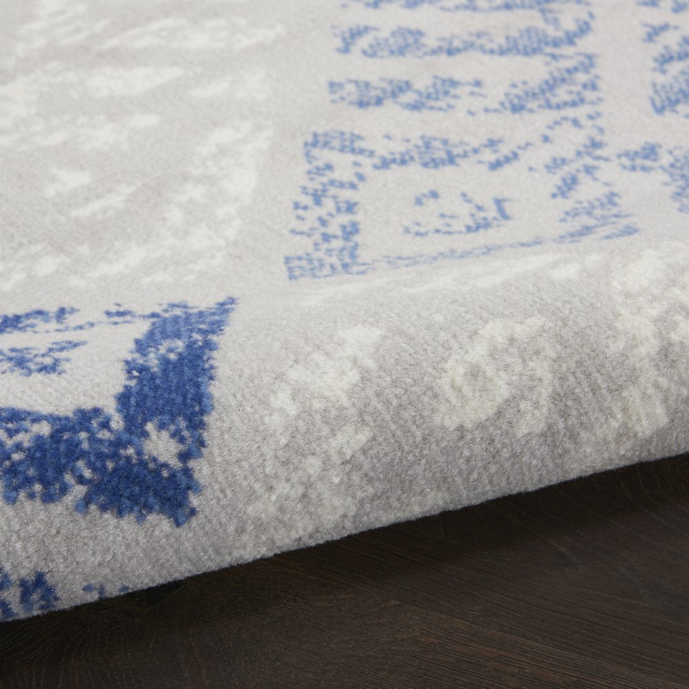 6' X 9' Blue And Gray Geometric Area Rug