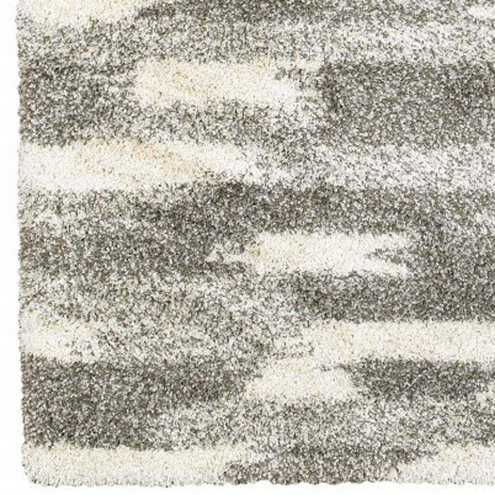 2' X 8' Gray And Ivory Geometric Pattern Runner Rug