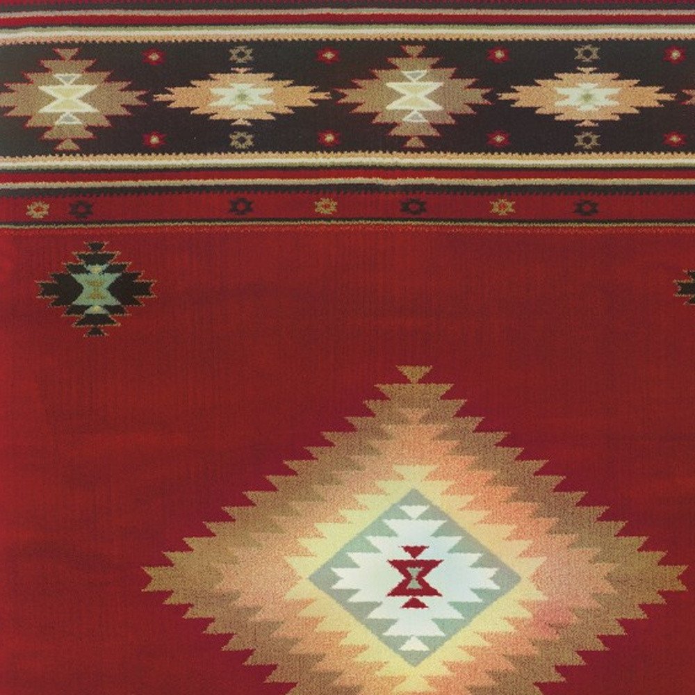 2' X 3' Red And Beige Ikat Pattern Scatter Rug