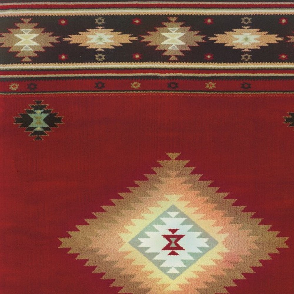 2' X 3' Red And Beige Ikat Pattern Scatter Rug