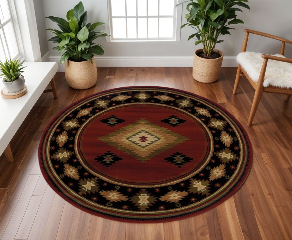 2' X 3' Red And Beige Ikat Pattern Scatter Rug