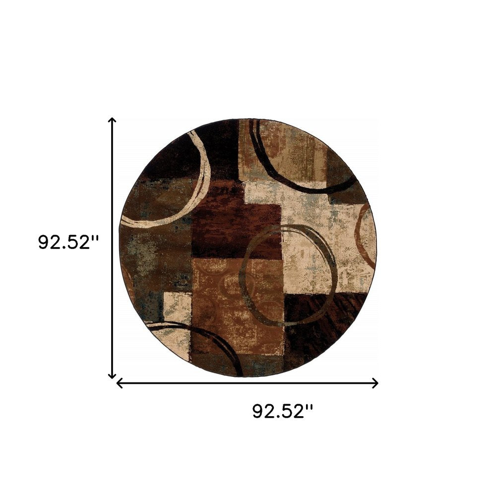 2' X 3' Brown And Black Abstract Geometric Scatter Rug