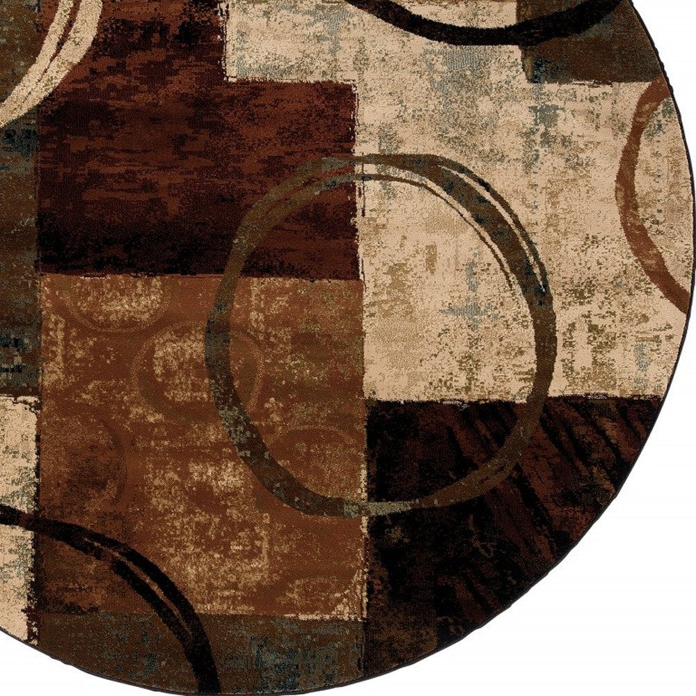 2' X 3' Brown And Black Abstract Geometric Scatter Rug
