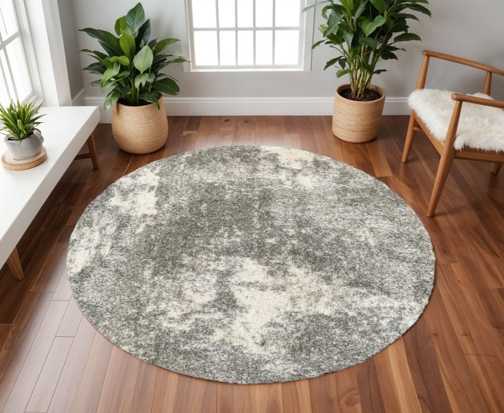 2' X 8' Gray And Ivory Geometric Pattern Runner Rug