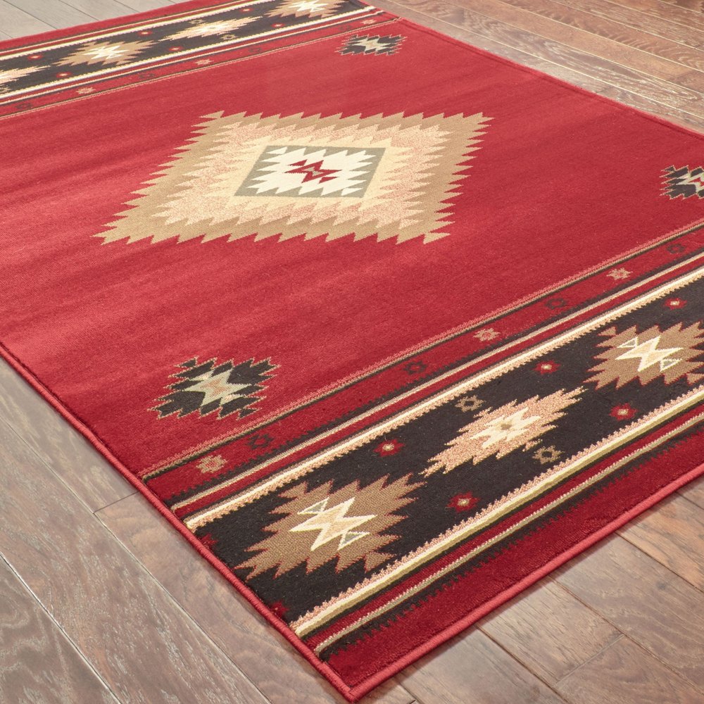 2' X 3' Red And Beige Ikat Pattern Scatter Rug