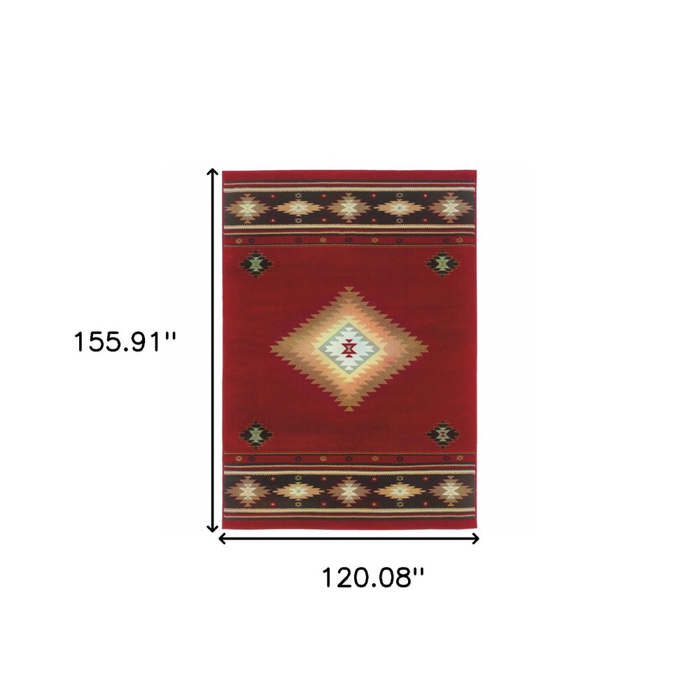 2' X 3' Red And Beige Ikat Pattern Scatter Rug