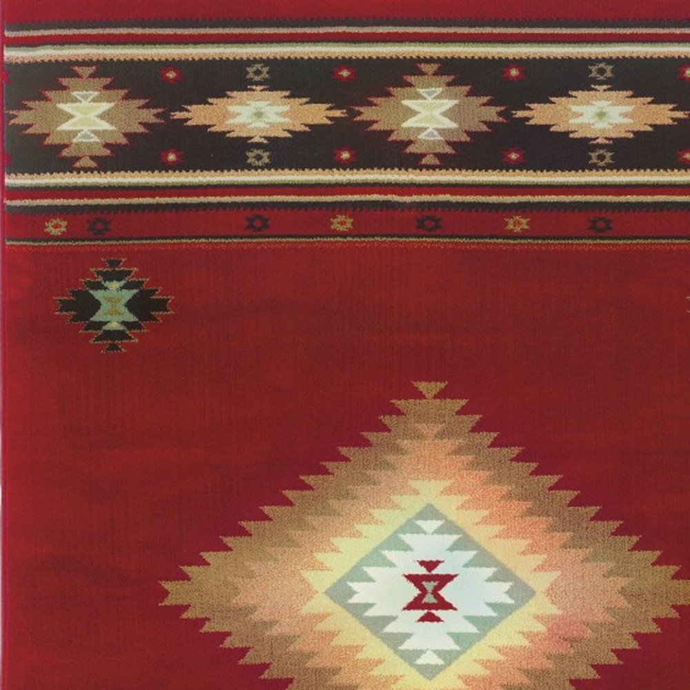 2' X 3' Red And Beige Ikat Pattern Scatter Rug