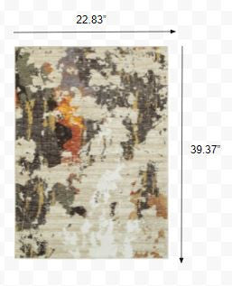 3' X 5' Beige And Black Area Rug