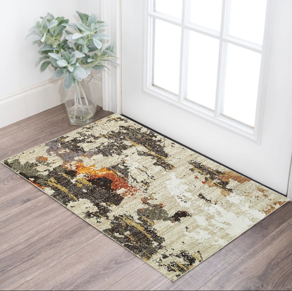 3' X 5' Beige And Black Area Rug